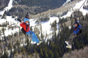 You can go ziplining in the snow at Canyons Resort.