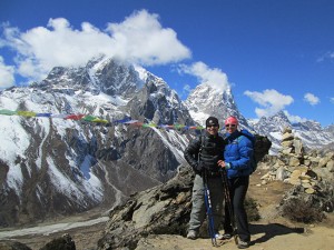 Christine Baldwin (right) and her hiking companion Kiochi Kunitake spent 11 days making their way through the Himalaya Mountains to arrive at Mount Everest’s Base Camp