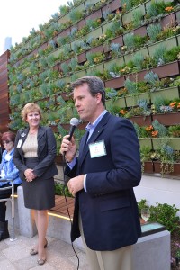 Dan Gensler, chairman of the Coronado Hospital Foundation Board, and Susan Stone, Sharp Coronado Hospital CEO, spoke to a gathering of local philanthropists at a Donor Preview party on April 10.