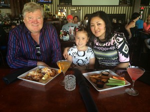 With his daughter Nya (7) and wife Dee at Nicky Rottens