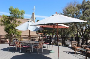The upstairs patio sits atop the choir room and adjacent to the classrooms used for Bible studies, Sunday school and various church and community activities. Coronado High School students are invited to free pizza lunch here every Monday.