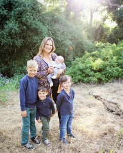 Bridgette Tipton pictured with sons Seamus (7 weeks), Caleb (age 8), Finn, (age 3) and Robert (age 4). Photo by Allie Gordon Photography.