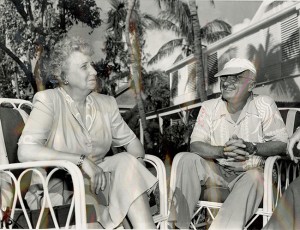 Bess and Harry Truman enjoy a respite on the Little White House lawn in November 1948.